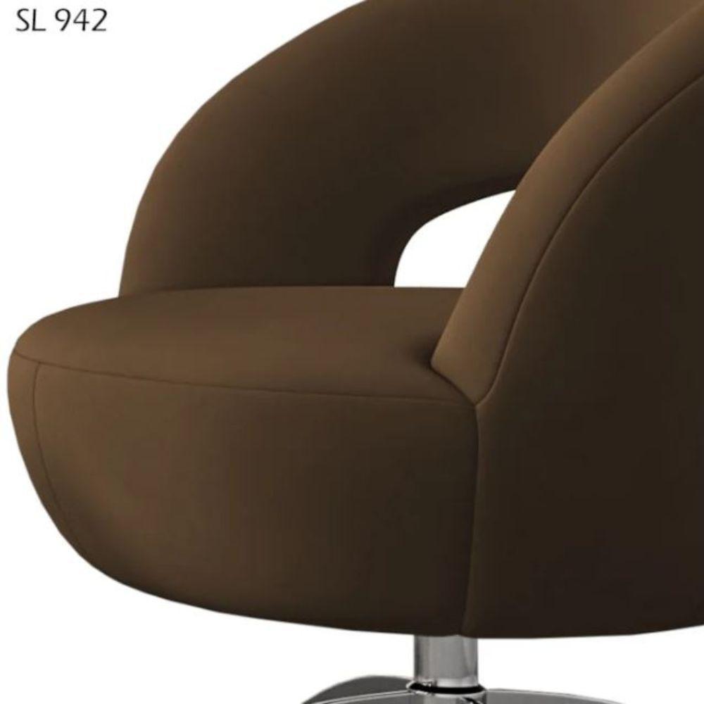 Poltrona Giostra Base Giratória Em Alumínio - Élpis Móveis Marrom - 3