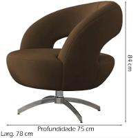 Poltrona Giostra Base Giratória Em Alumínio - Élpis Móveis Marrom - 2
