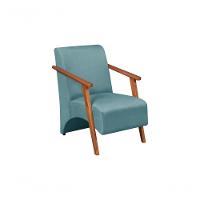 Poltrona Venus 1 Lugar Braço Madeira Maciça Tecido Suede Unidecor Turquesa - 1