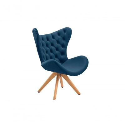 Poltrona Decorativa 1 Lugar Afrodite Suede Capitone Pe Palito Unidecor Azul Bic