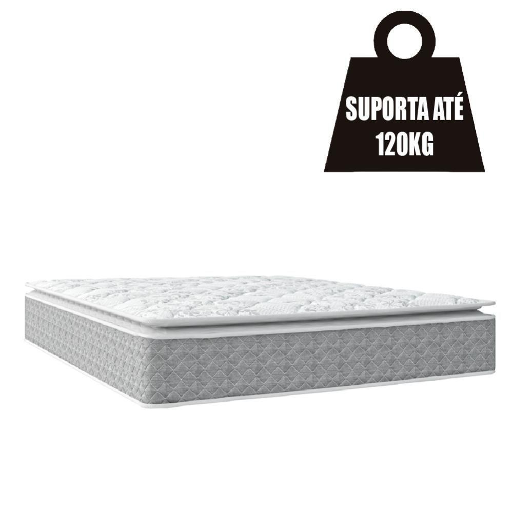 Cama Box Baú Casal Colchão Molas Ensacadas Pillow 158x198x74cm Cinza/branco Umaflex - Suporta 120kg - 2