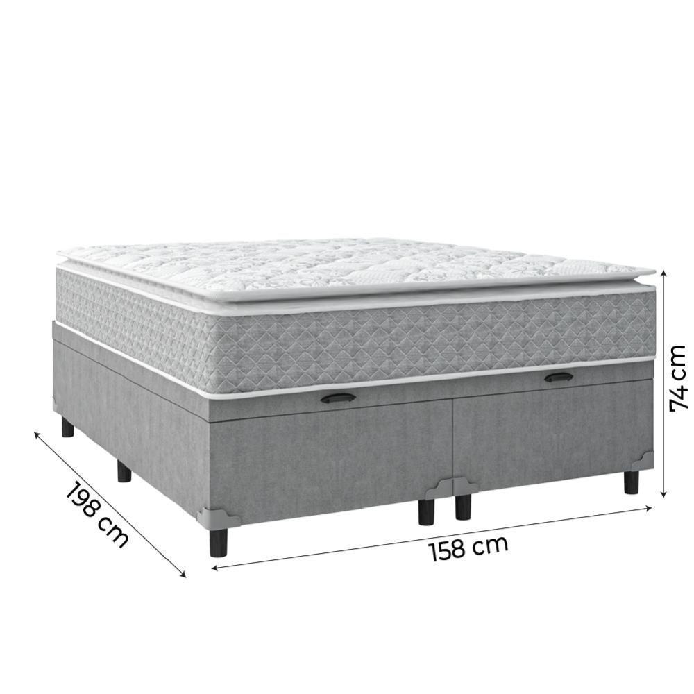 Cama Box Baú Casal Colchão Molas Ensacadas Pillow 158x198x74cm Cinza/branco Umaflex - Suporta 120kg - 5