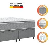 Cama Box Baú Casal Colchão Molas Ensacadas Pillow 158x198x74cm Cinza/branco Umaflex - Suporta 120kg - 3