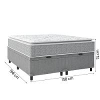 Cama Box Baú Casal Colchão Molas Ensacadas Pillow 158x198x74cm Cinza/branco Umaflex - Suporta 120kg - 5