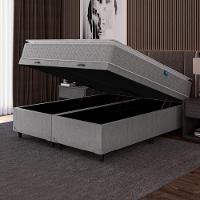 Cama Box Baú Casal Colchão Molas Ensacadas Pillow 158x198x74cm Cinza/branco Umaflex - Suporta 120kg - 6