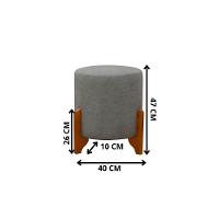 Kit 2 Puffs Banquetas Thor Pés De Madeira Maciça Linho Cinza - 2