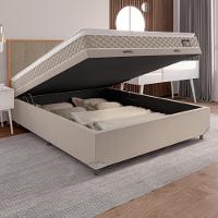 Cama Box Baú Casal Colchão D33 Pillow Top Millenium 138x188x57cm Bege - Suporta Até 100kg Por Pessoa Bege - 4