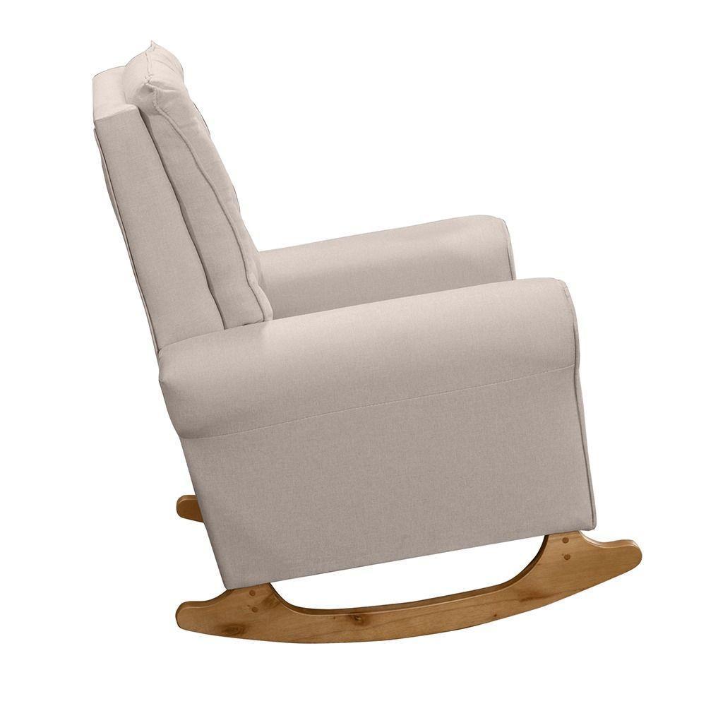 Poltrona De Amamentação Paris Balanço + Puff - Élpis Móveis Linho Bege - 6
