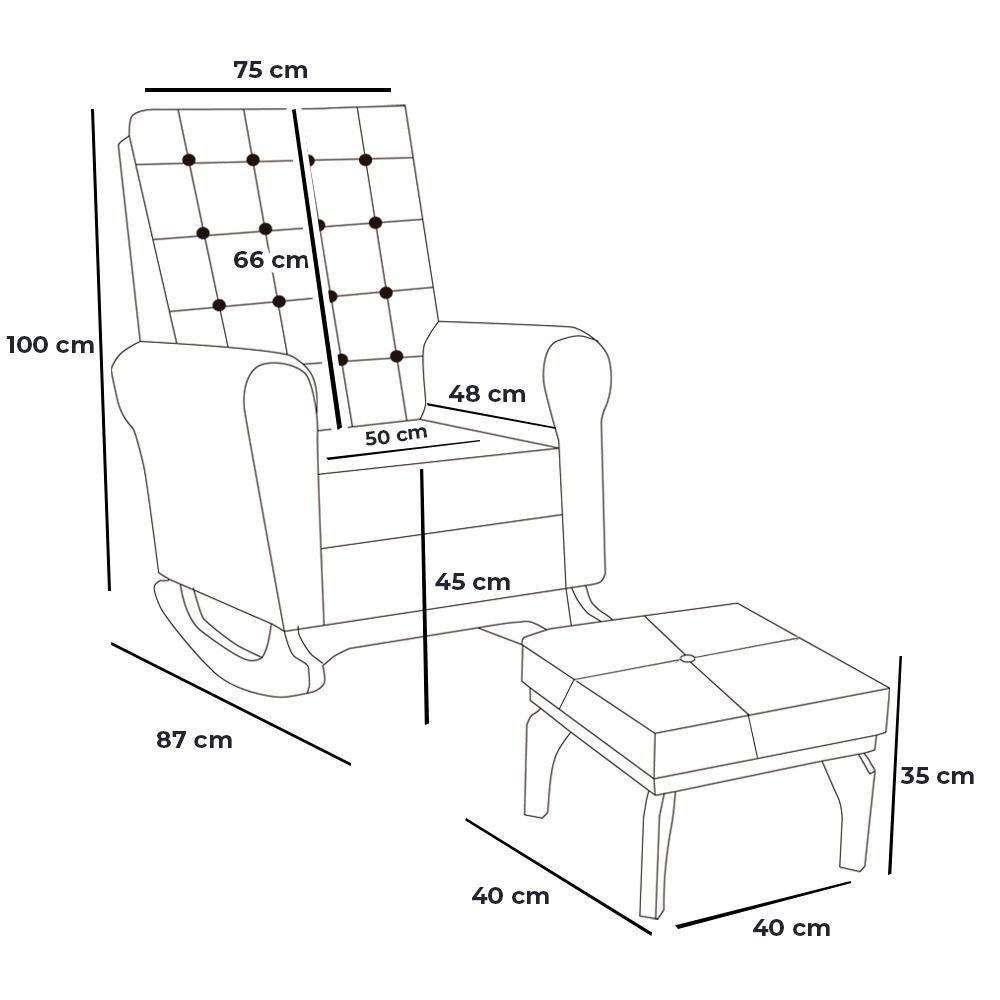 Poltrona De Amamentação Paris Balanço + Puff - Élpis Móveis Linho Bege - 7