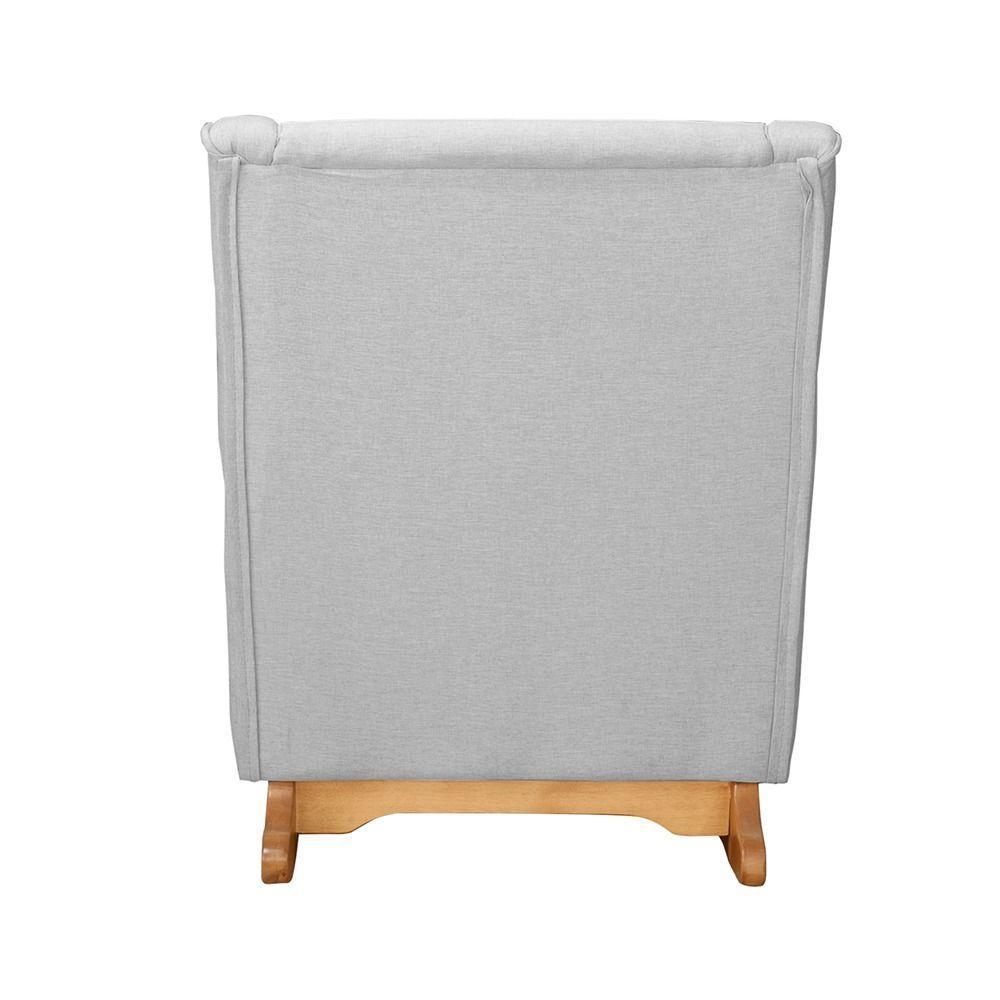 Poltrona De Amamentação Aquila Balanço + Puff - Élpis Móveis Linho Cinza - 4