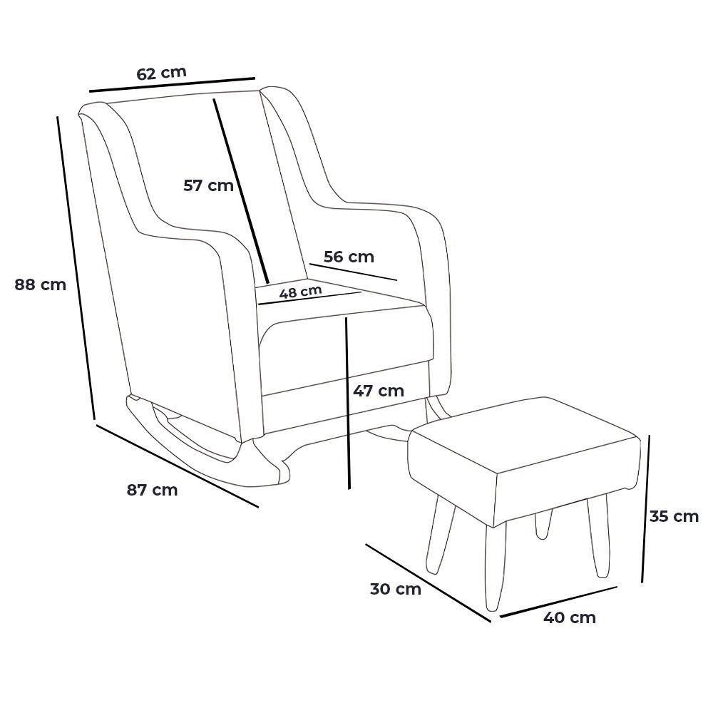 Poltrona De Amamentação Aquila Balanço + Puff - Élpis Móveis Linho Cinza - 7