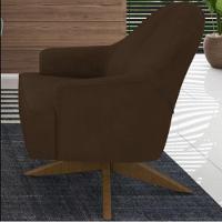 Poltrona Toscana Base Giratória Em Madeira Tingida - Élpis Móveis Marrom - 1