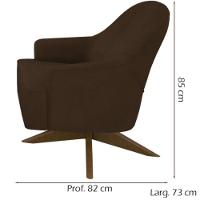 Poltrona Toscana Base Giratória Em Madeira Tingida - Élpis Móveis Marrom - 2