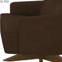 Poltrona Toscana Base Giratória Em Madeira Tingida - Élpis Móveis Marrom