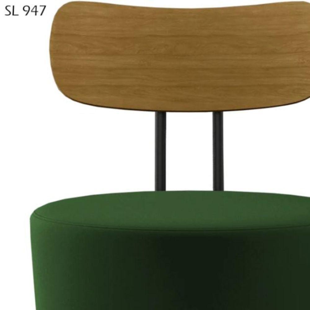 Poltrona Redonda Moncler Com Encosto De Madeira - Élpis Móveis Verde - 3