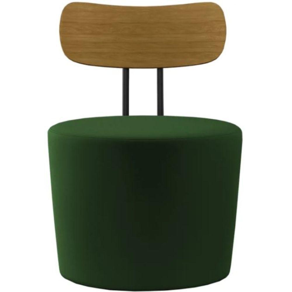 Poltrona Redonda Moncler Com Encosto De Madeira - Élpis Móveis Verde - 4