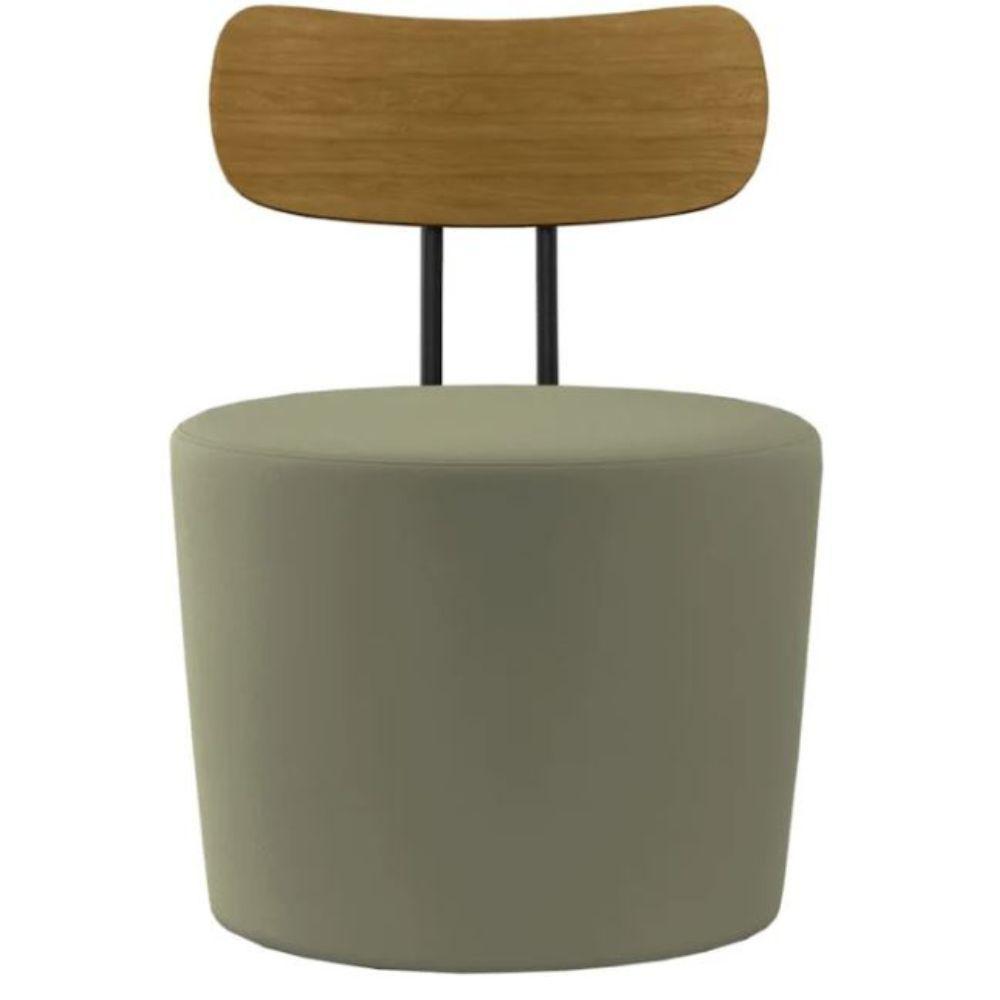 Poltrona Redonda Moncler Com Encosto De Madeira - Élpis Móveis Cinza - 7