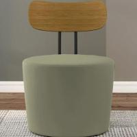 Poltrona Redonda Moncler Com Encosto De Madeira - Élpis Móveis Cinza - 1