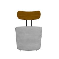 Poltrona Redonda Moncler Com Encosto De Madeira - Élpis Móveis Cinza