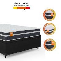Cama Box Baú Casal Colchão Molas Qatar 138x188x63cm Branco / Preto - Suporta Até 150kg Por Pessoa Pr - 2