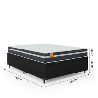 Cama Box Baú Casal Colchão Molas Qatar 138x188x63cm Branco / Preto - Suporta Até 150kg Por Pessoa Pr