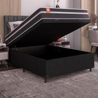 Cama Box Baú Casal Colchão Molas Qatar 138x188x63cm Branco / Preto - Suporta Até 150kg Por Pessoa Pr - 5