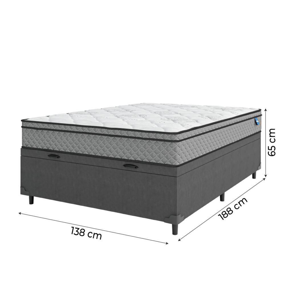 Cama Box Baú Casal Colchão Molas Ensacadas 138x188x65cm Cinza/branco Umaflex - Suporta 120kg - 5