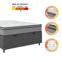 Cama Box Baú Casal Colchão Molas Ensacadas 138x188x65cm Cinza/branco Umaflex - Suporta 120kg - 3