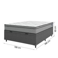 Cama Box Baú Casal Colchão Molas Ensacadas 138x188x65cm Cinza/branco Umaflex - Suporta 120kg - 5