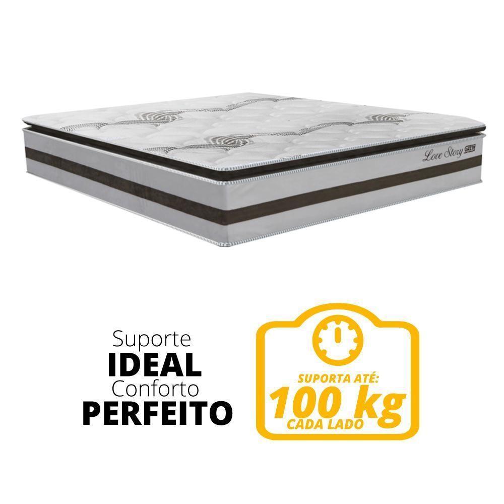 Cama Box Baú Casal 1,38m Colchão Molas Ensacadas 30cm Love Story 138x188x71cm única - 2
