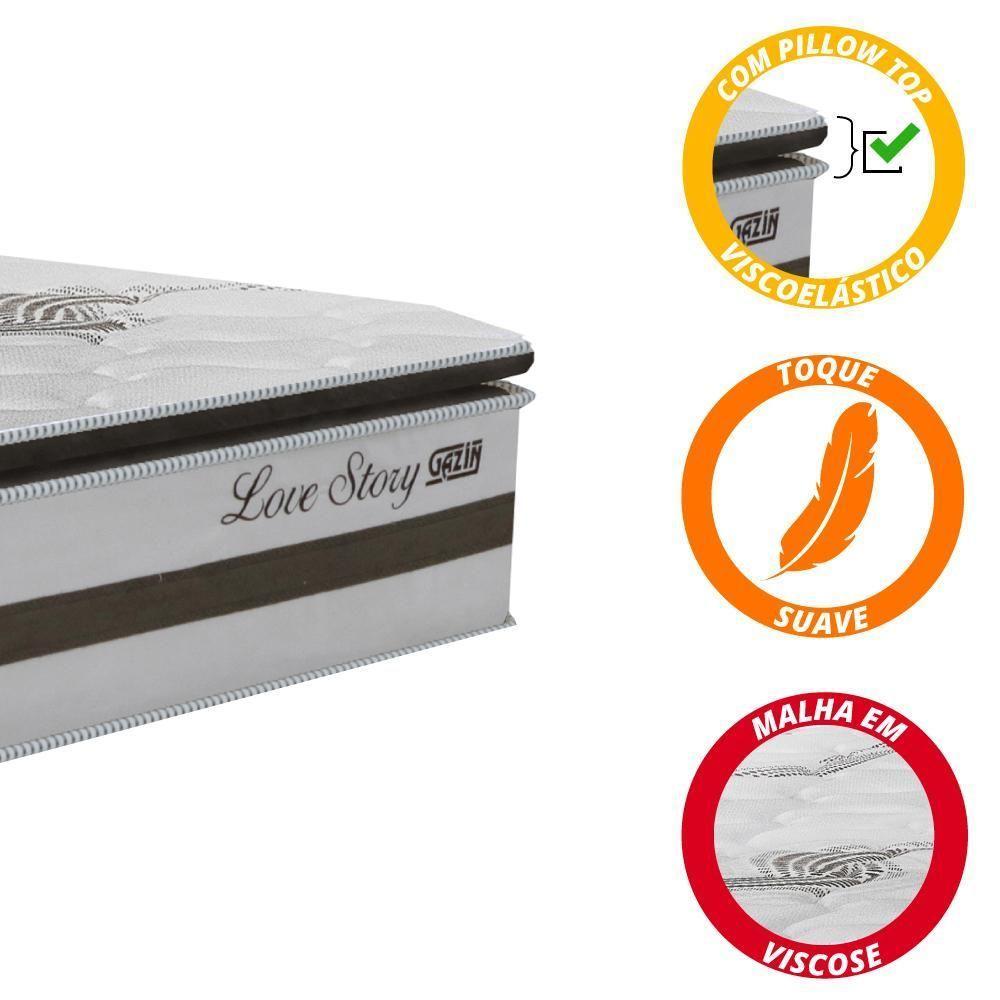 Cama Box Baú Casal 1,38m Colchão Molas Ensacadas 30cm Love Story 138x188x71cm única - 5