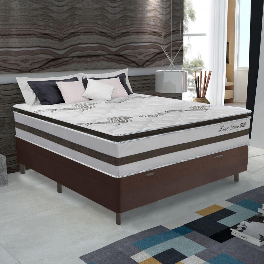 Cama Box Baú Casal 1,38m Colchão Molas Ensacadas 30cm Love Story 138x188x71cm única - 8