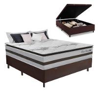 Cama Box Baú Casal 1,38m Colchão Molas Ensacadas 30cm Love Story 138x188x71cm única - 1