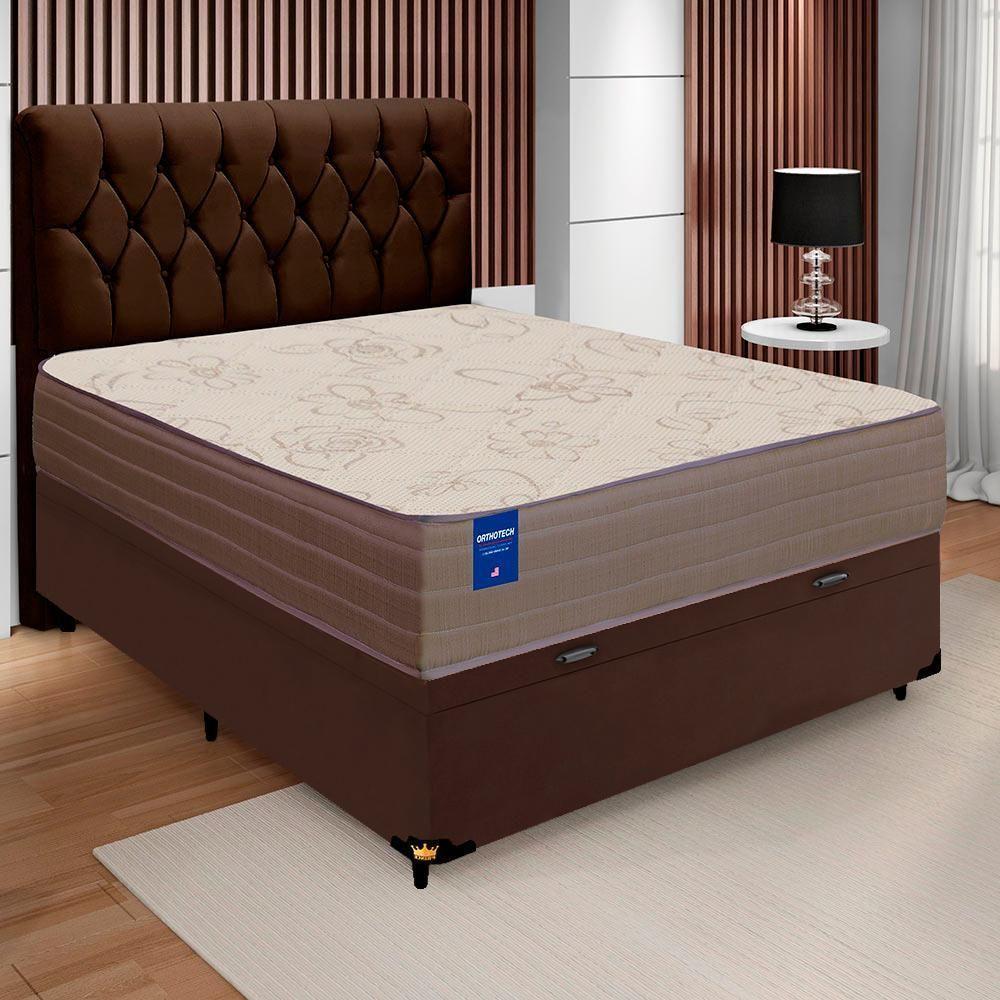 Cama Box Baú Casal Colchão De Espuma D33 Semi Ortopédico Extra Firme Marrom 138x188x71cm Marrom - 4