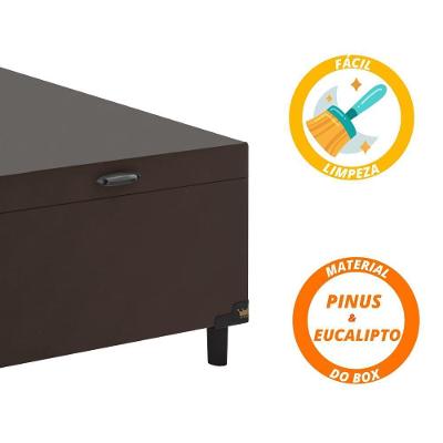 Cama Box Baú Casal Colchão De Espuma D33 Semi Ortopédico Extra Firme Marrom 138x188x71cm Marrom
