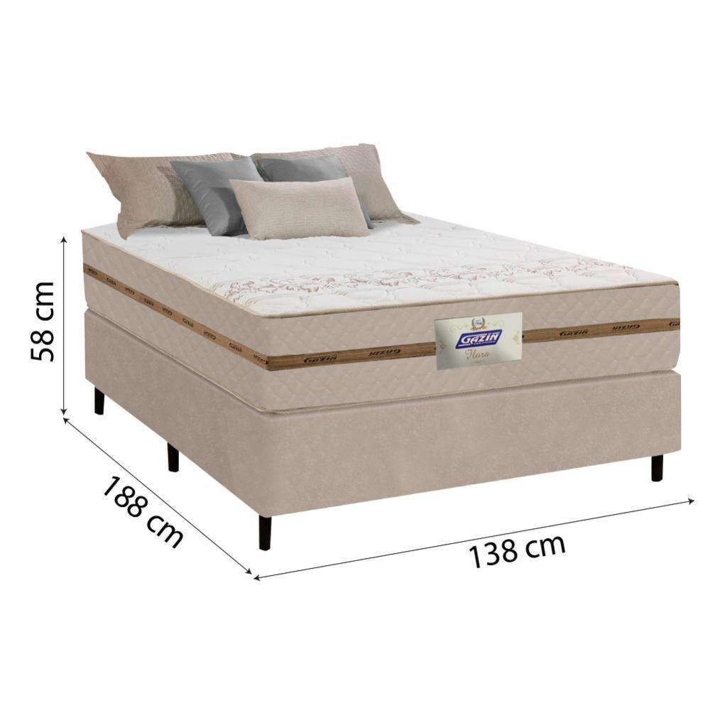 Cama Box Casal Colchão Molas Flora Bege 138x188x60cm - 4