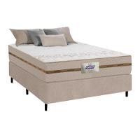 Cama Box Casal Colchão Molas Flora Bege 138x188x60cm - 1