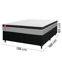 Cama Box Casal Colchão Molas Ensacadas Real 138x188x65cm Preto/Cinza Suporta Até 130kg Por Pessoa - 3