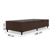 Cama Box Com Baú Solteiro 0,88 Com 41cm De Altura Prince Suede Marrom Marrom - 2
