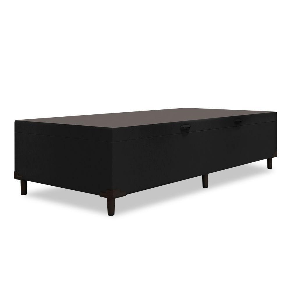 Cama Box Com Baú Solteiro 0,88 Com 41cm De Altura Prince Preto Preto - 3