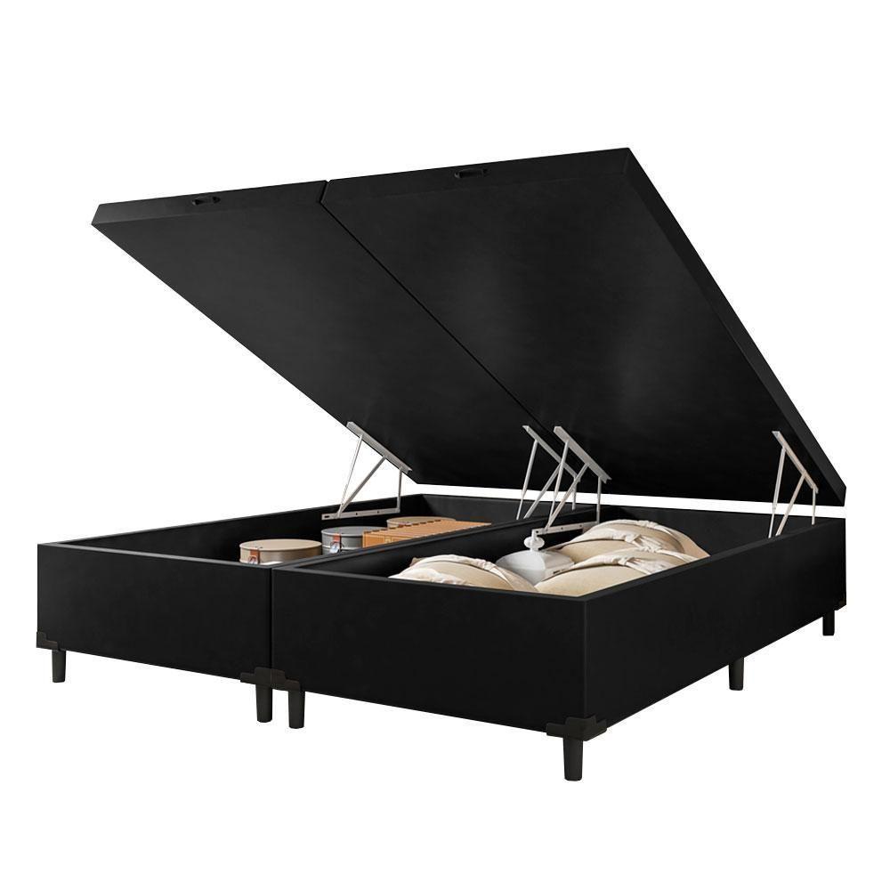 Cama Box Com Baú Queen 1,58m Com 41cm De Altura Prince Preto Marrom - 2