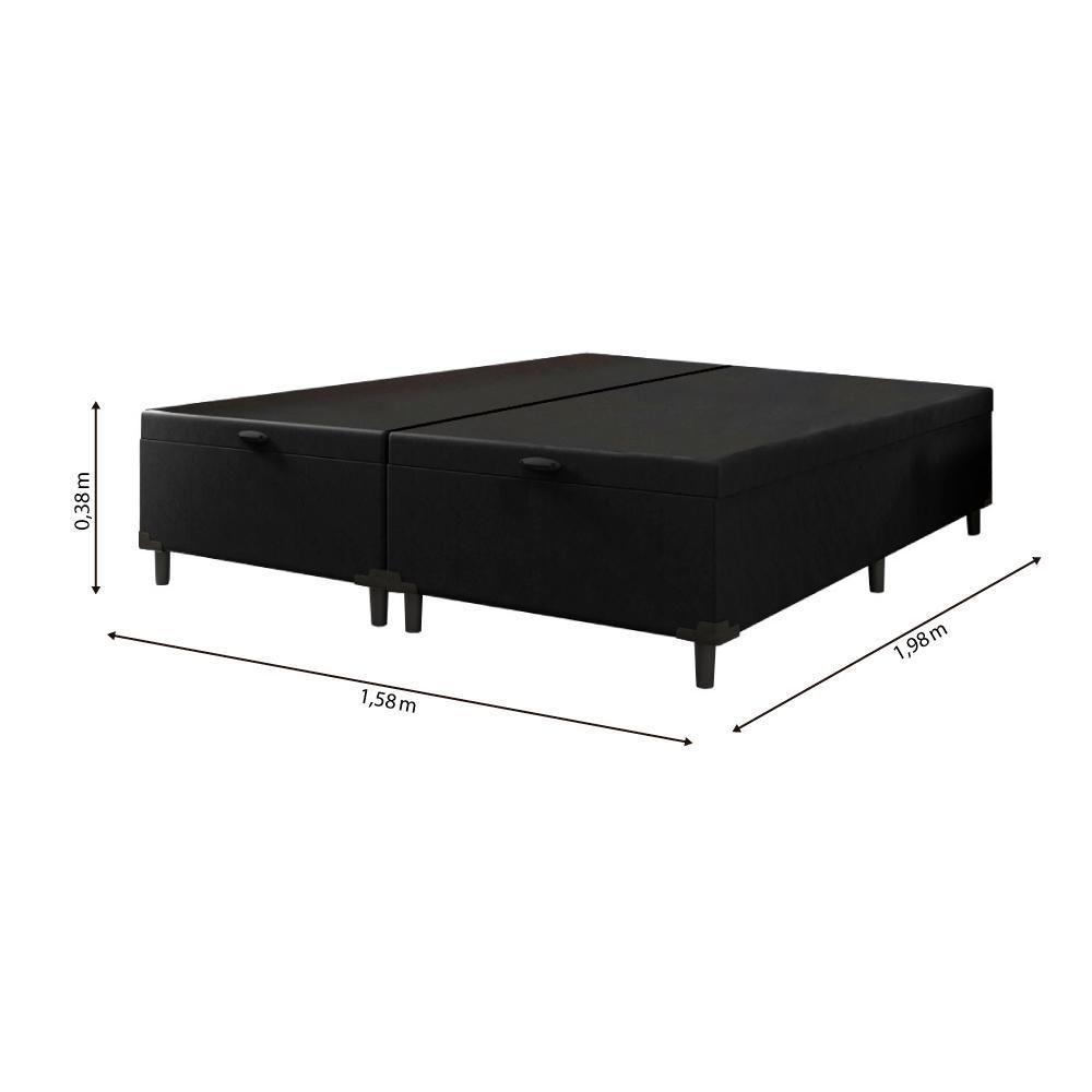 Cama Box Com Baú Queen 1,58m Com 41cm De Altura Prince Preto Marrom - 4