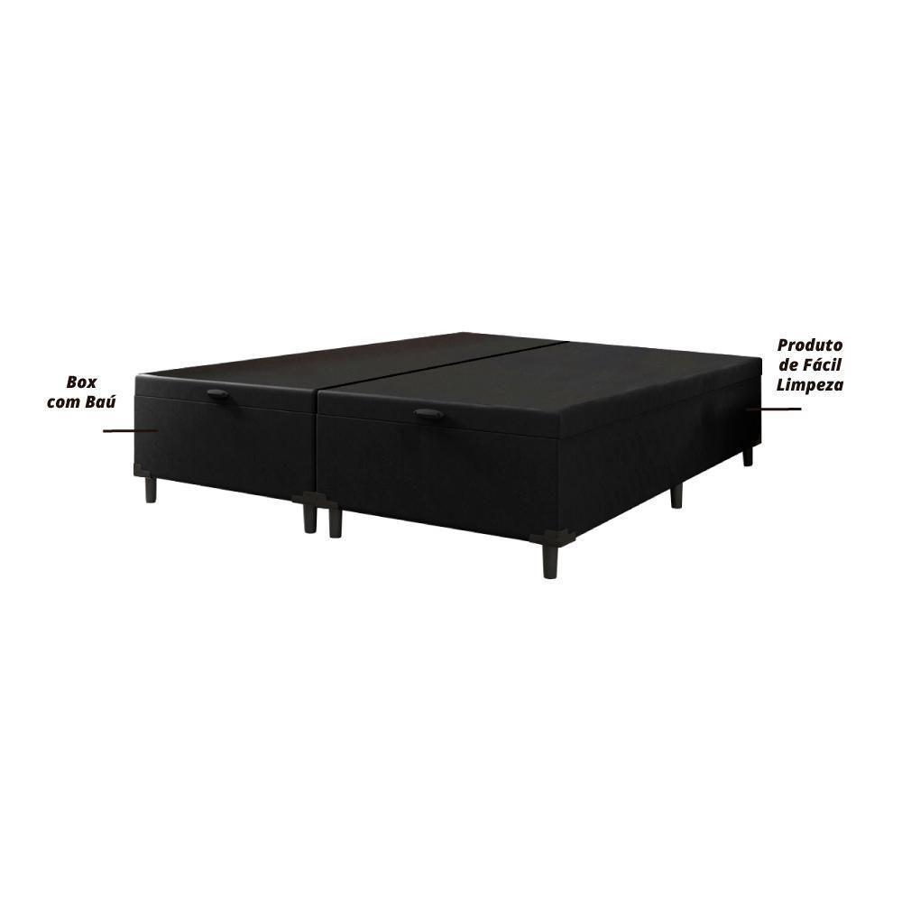 Cama Box Com Baú Queen 1,58m Com 41cm De Altura Prince Preto Marrom - 5