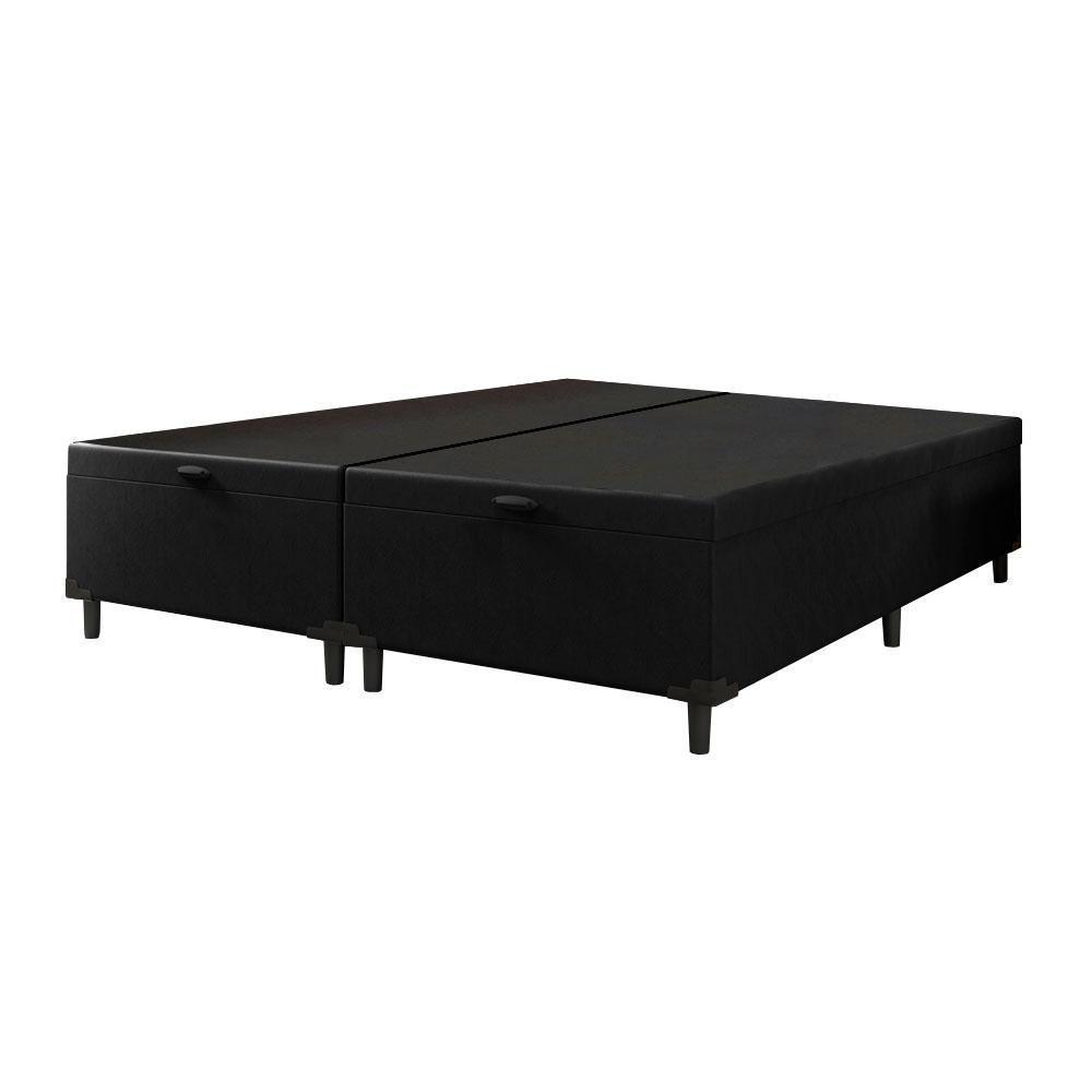 Cama Box Com Baú Queen 1,58m Com 41cm De Altura Prince Preto Marrom - 6