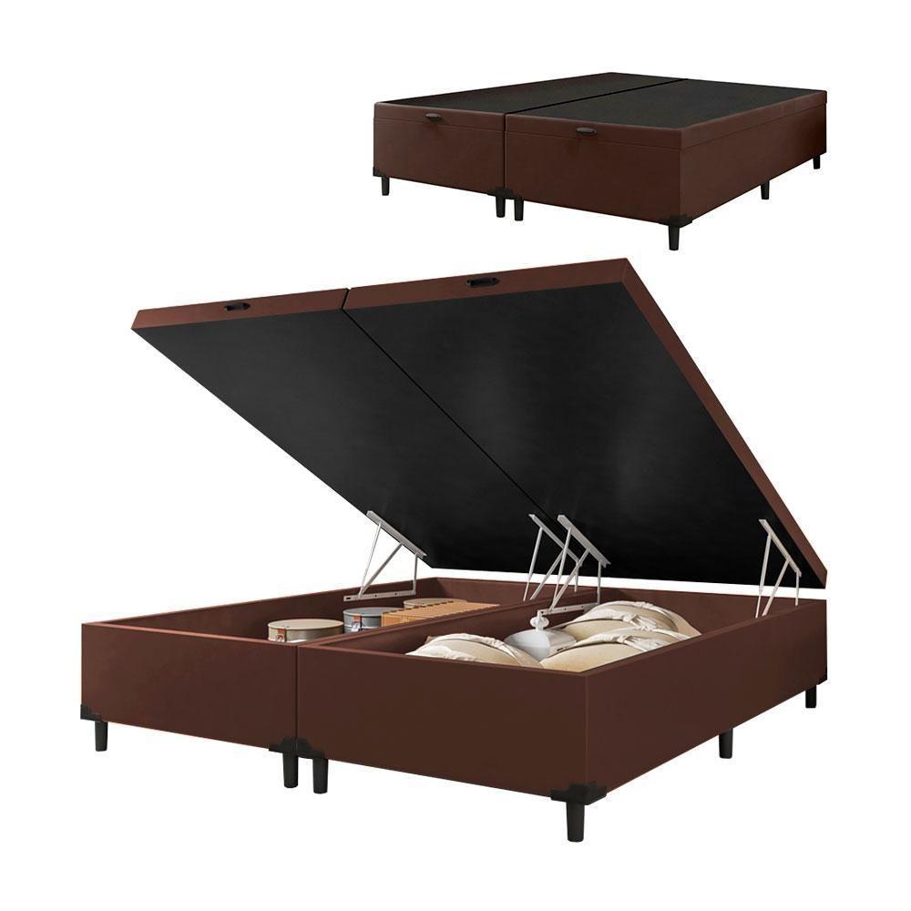 Cama Box Com Baú Queen 1,58m Com 41cm De Altura Prince Suede Marrom Marrom - 1