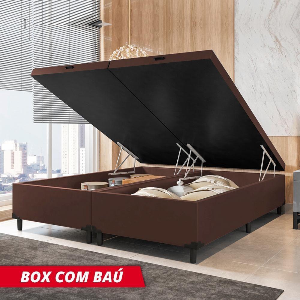 Cama Box Com Baú Queen 1,58m Com 41cm De Altura Prince Suede Marrom Marrom - 2