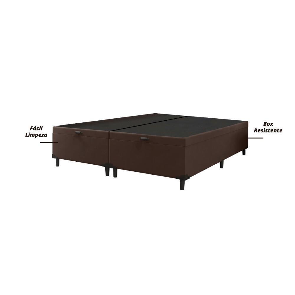 Cama Box Com Baú Queen 1,58m Com 41cm De Altura Prince Suede Marrom Marrom - 3