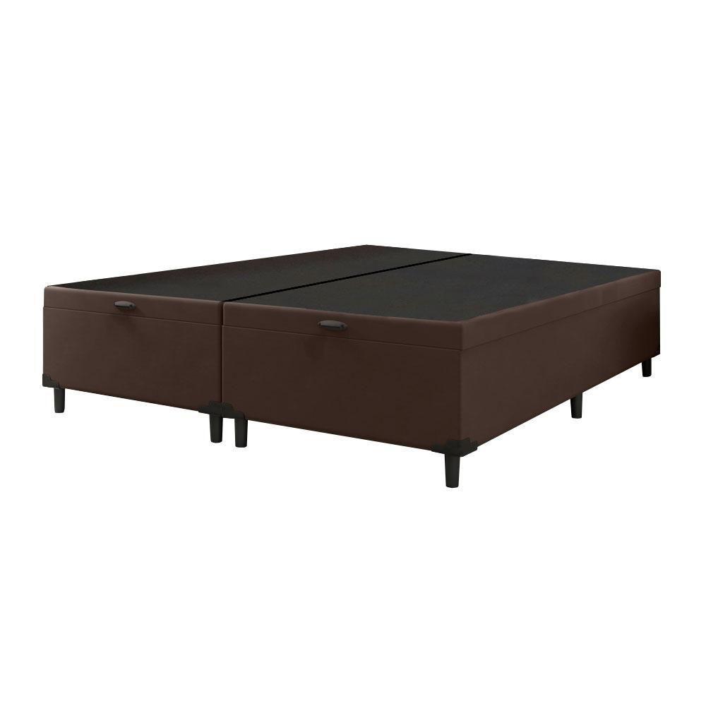 Cama Box Com Baú Queen 1,58m Com 41cm De Altura Prince Suede Marrom Marrom - 5