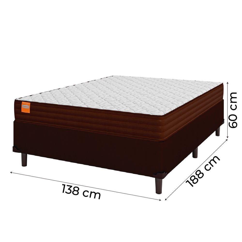 Cama Box Casal Colchão Molas Ensacadas Qatar 138x188x60cm Marrom/Branco Suporta Até 200kg Por Pessoa - 5