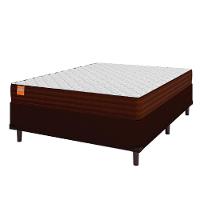 Cama Box Casal Colchão Molas Ensacadas Qatar 138x188x60cm Marrom/Branco Suporta Até 200kg Por Pessoa - 1